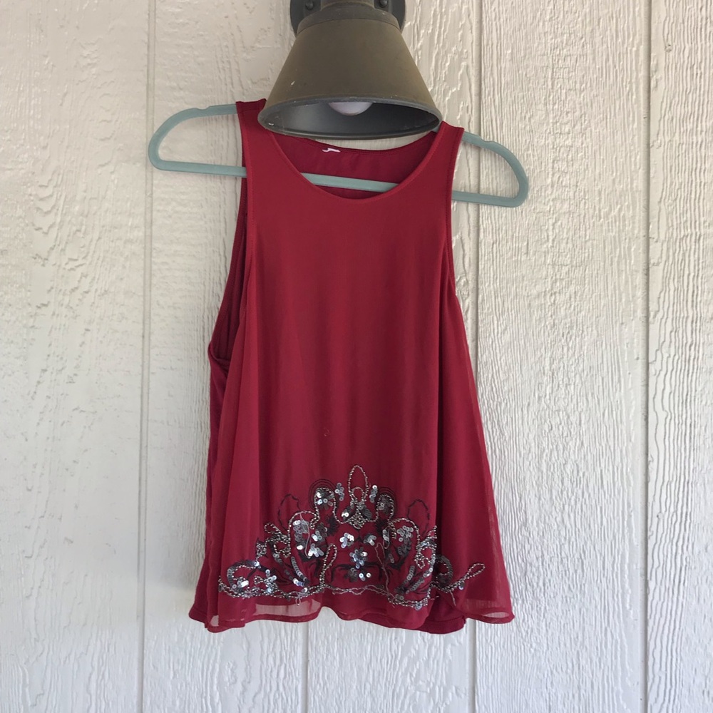 Maroon sequin top